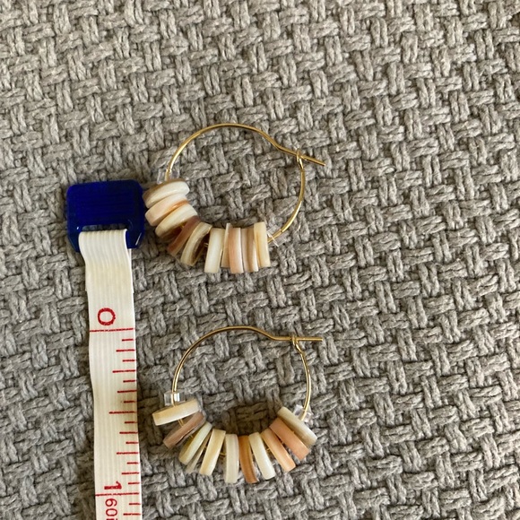 Bohemian Handmade White Sea Shell Hoop Earrings - Picture 8 of 10